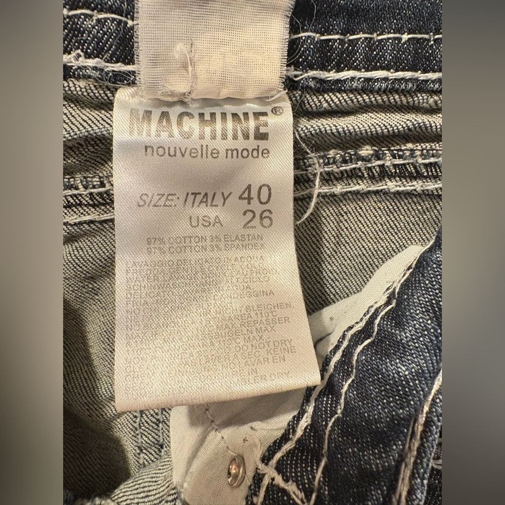 Machine Distressed Blue Jeans - Picture 4 of 5